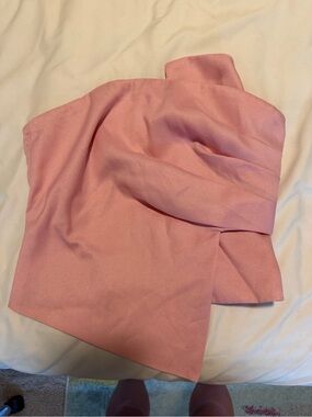 SHEIN Pink Strapless Asymmetric Top